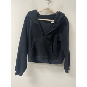 Bossi Black Hooded Zippered Jacket Size Large